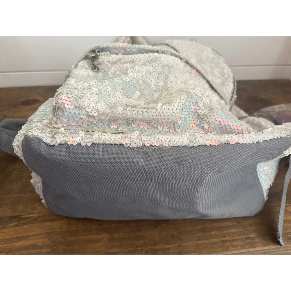 Vintage y2k Justice Girls Iridescent Sequin Unicorn Backpack Initial O